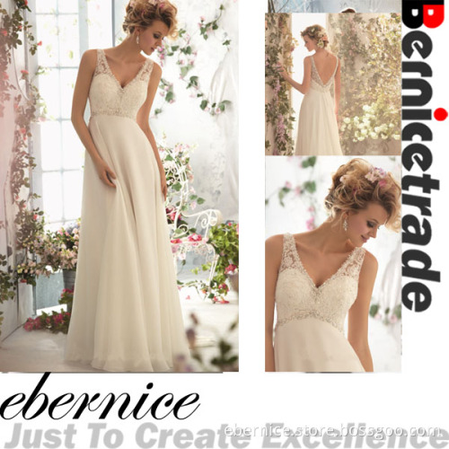 Beaded Strappy Open Back Wedding Dress
